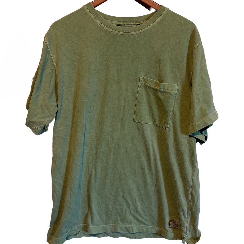 Ruff Hewn Well Worn Olive Green 100% Cotton Pocket T-Shirt Mens Large Classic